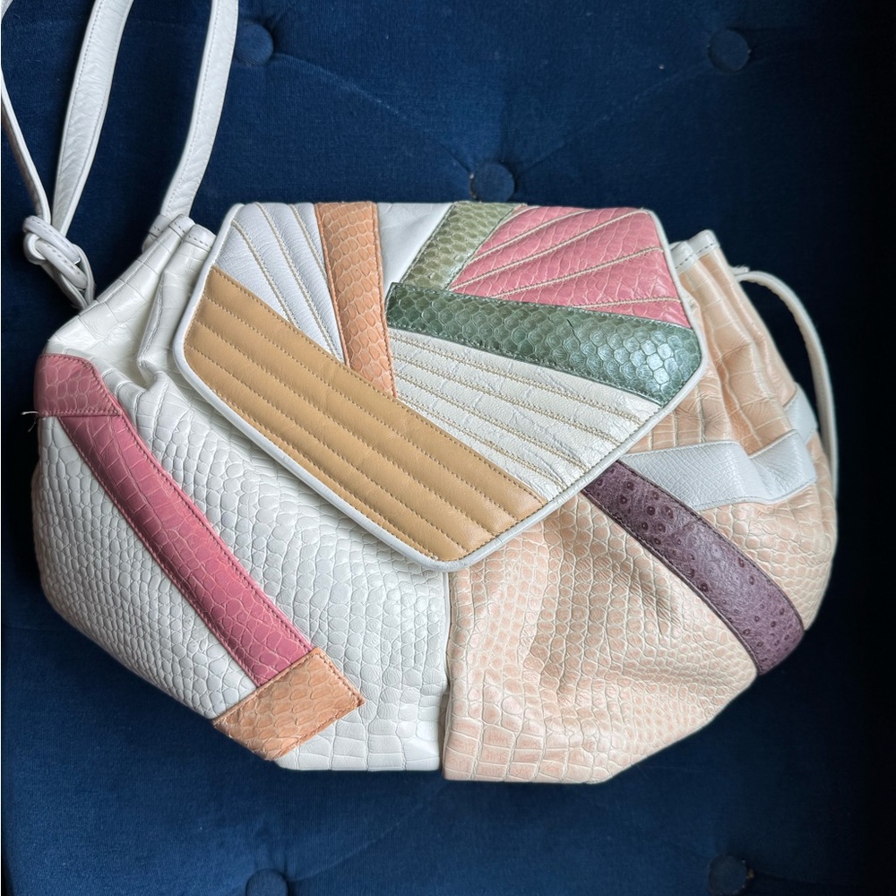Vintage Sharif 1980s pastel color block croc bag